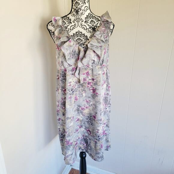 Ann Taylor Loft V-neck Ruffled Mini Dress - Picture 1 of 3